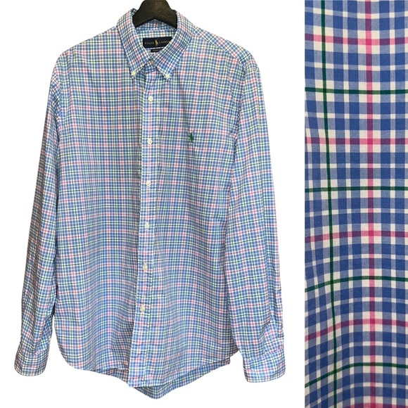 Ralph Lauren Classic Fit Shirt Mens L‎ Plaid Button Down Long Sleeve - Picture 1 of 12